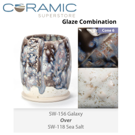 Galaxy SW-156 over Sea Salt SW-118 Stoneware Combination Galaxy SW-156 over Sea Salt SW-118 Stoneware Combination